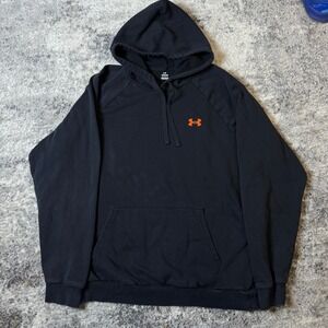 Under Armour Mens Hoodie Black Orange Mountain Graphic Fleece Pullover Large